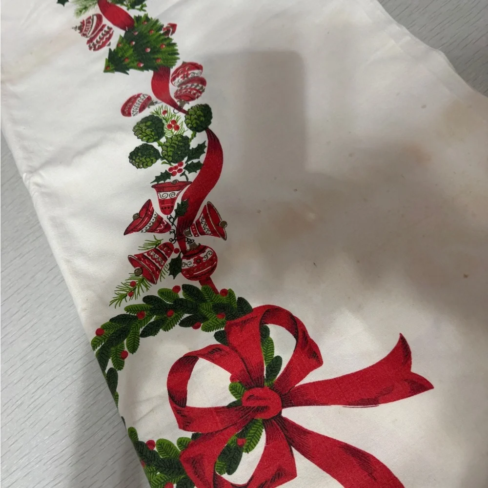 Festive Red Bow Holiday Tablecloth